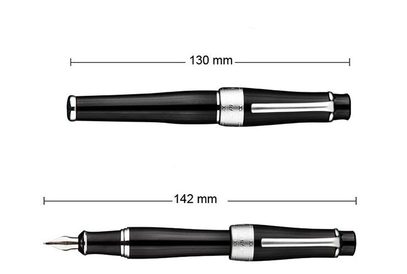 Asvine Duke Charlie Chaplin Fountain Pen Fine Nib, Unique Design Collection Black Heavy Pen with Pouch - Image 4